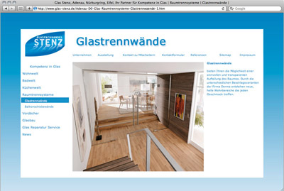 »Glasfachhandel Stenz – Redesign der Website
