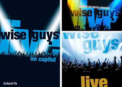 DVD-Cover und Booklet für die Live-DVD der Vocal-Pop-Band Wise Guys