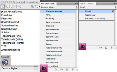 Gleiche Bennenungen von Stilen / Absatzformaten  NeoOffice und in InDesign