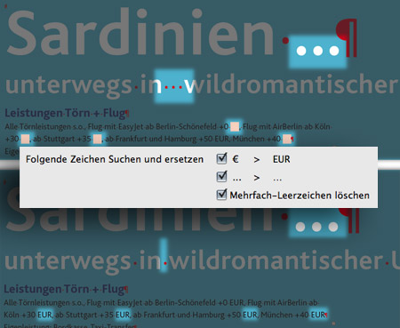 Suchen und Ersetzen von Zeichen