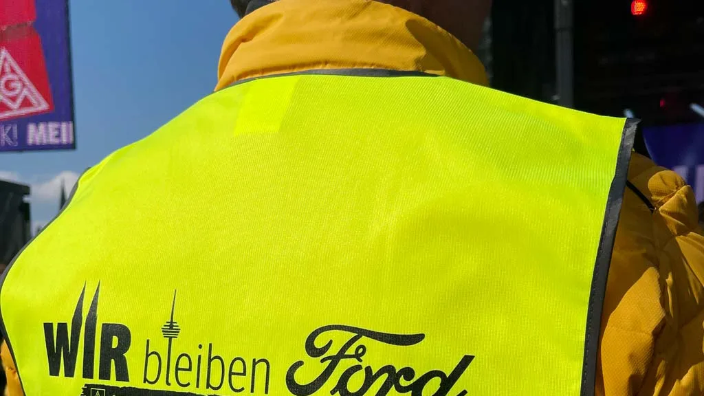 Kampagnenlogo "Wir bleiben Ford" für die IG Metall Köln-Leverkusen