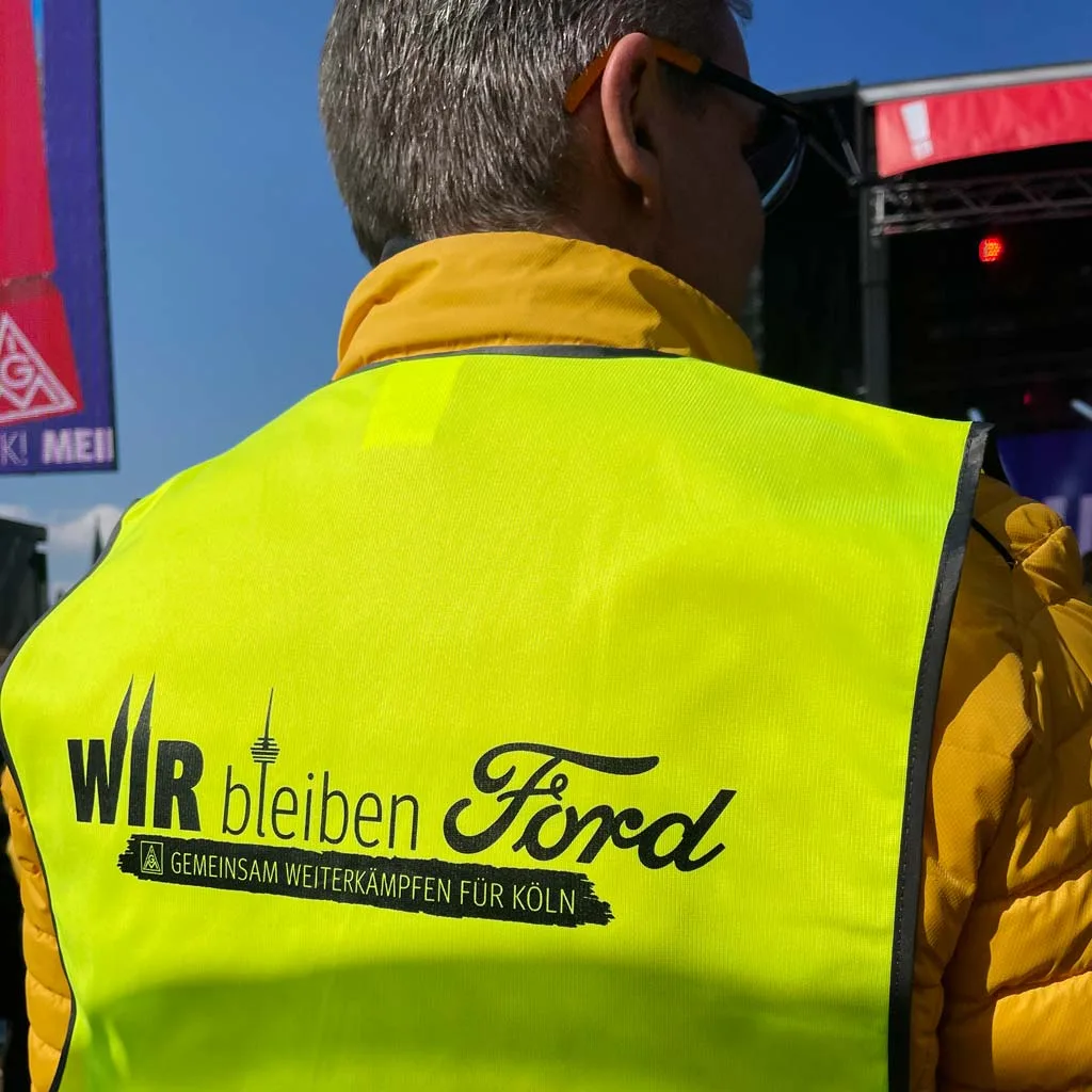 Kampagnenlogo "Wir bleiben Ford" für die IG Metall Köln-Leverkusen