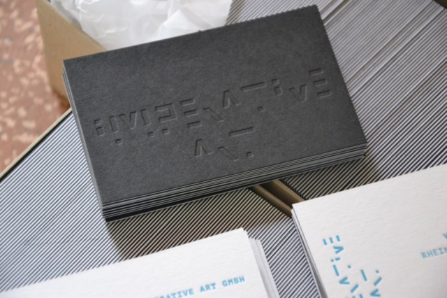 Unboxing: Letterpress Visitenkarten für Imperative Art (Design: pixelstaub, Druck: Letterjazz)