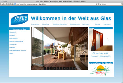 »Glasfachhandel Stenz – Redesign der Website