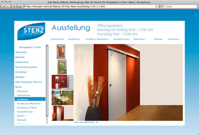 »Glasfachhandel Stenz – Redesign der Website