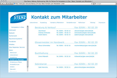 »Glasfachhandel Stenz – Redesign der Website